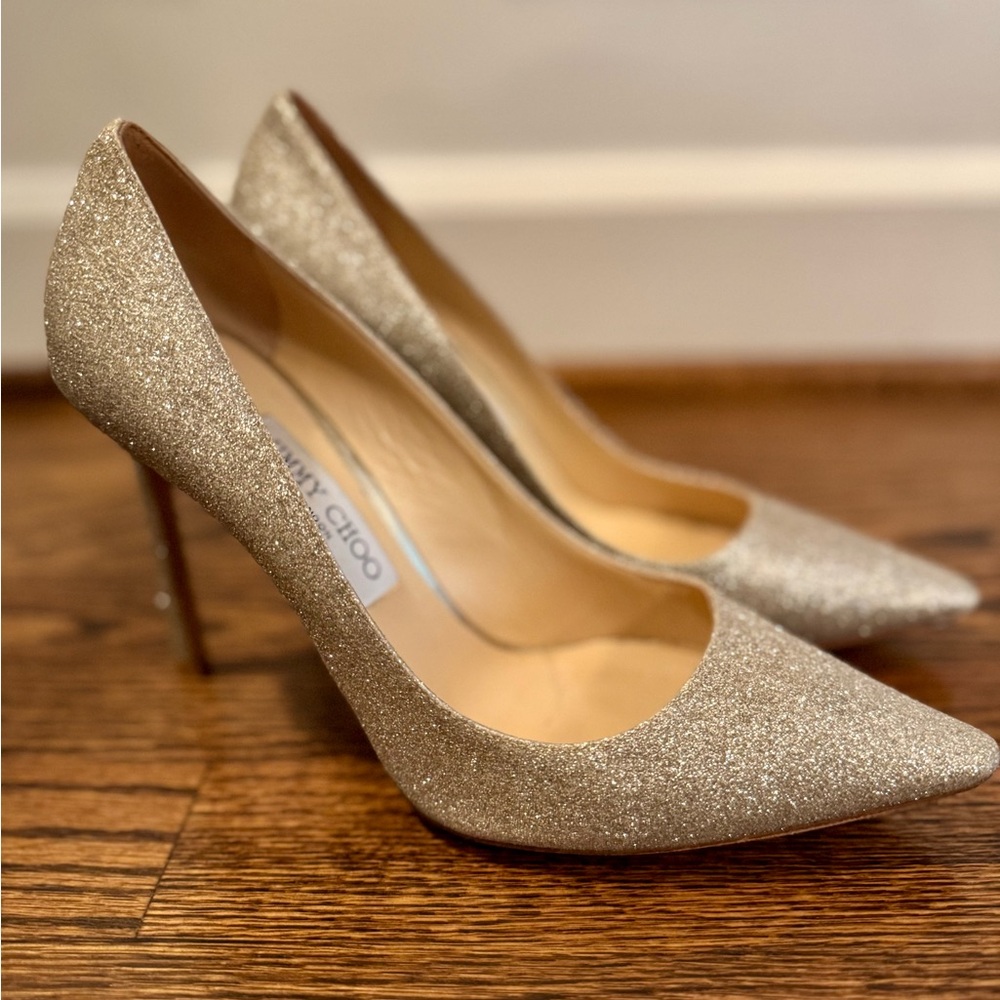 Jimmy Choo Sparkling Gold Heels